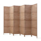 6 Panel Rattan Room Divider in Brown