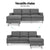 3 Seater Corner Lounge Set with Chaise In Grey
