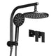 WELS Round 9 inch Rain Shower Head & Taps Set Bathroom Handheld Spray Bracket Rail Mat Black