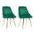 Set of 2 Green Velvet Dining Chairs With Metal Legs