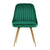 Set of 2 Green Velvet Dining Chairs With Metal Legs