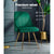 Set of 2 Green Velvet Dining Chairs With Metal Legs