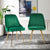 Set of 2 Green Velvet Dining Chairs With Metal Legs