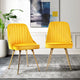 Set of 2 Golden Velvet Dining Chairs With Metal Legs