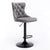 2x Height Adjustable Swivel Bar Stool Velvet Nailhead Barstool with Footrest