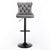 2x Height Adjustable Swivel Bar Stool Velvet Nailhead Barstool with Footrest