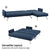 Sarantino Mia 3-Seater Sofa Bed with Chaise in Blue