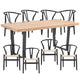 Petunia  9pc 210cm Dining Table Set 8 Wishbone Chair Elm Timber Wood Metal Leg