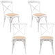 Aster Crossback Dining Chair Set of 4 Solid Birch Timber Wood Ratan Seat - White