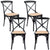 Aster Crossback Dining Chair Set of 4 Solid Birch Timber Wood Ratan Seat - Black