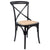 Aster Crossback Dining Chair Set of 8 Solid Birch Timber Wood Ratan Seat - Black