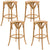 Aster 4pc Round Bar Stools Dining Stool Chair Solid Birch Wood Rattan Seat Oak