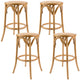 Aster 4pc Round Bar Stools Dining Stool Chair Solid Birch Wood Rattan Seat Oak