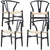 Anemone  Set of 4 Wishbone Dining Chair Beech Timber Replica Hans Wenger - Black