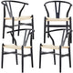 Anemone  Set of 4 Wishbone Dining Chair Beech Timber Replica Hans Wenger - Black