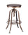 Industrial Wooden Height Adjustable Swivel Bar Stool - French Brass