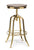 Industrial Height Adjustable Swivel Bar Stool with Oak Wood Top - Gold Finish