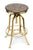 Industrial Height Adjustable Swivel Bar Stool with Oak Wood Top - Gold Finish