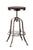 Industrial Wooden Height Adjustable Swivel Bar Stool - Nickel Black