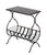 Black Iron Side Table with Magazine Storage and Silver Finish Top