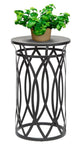 Black Round Iron Side Table with Cross Legs and Gold Finish Top