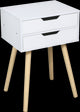 Wooden Bedside Table 2 Drawers in White